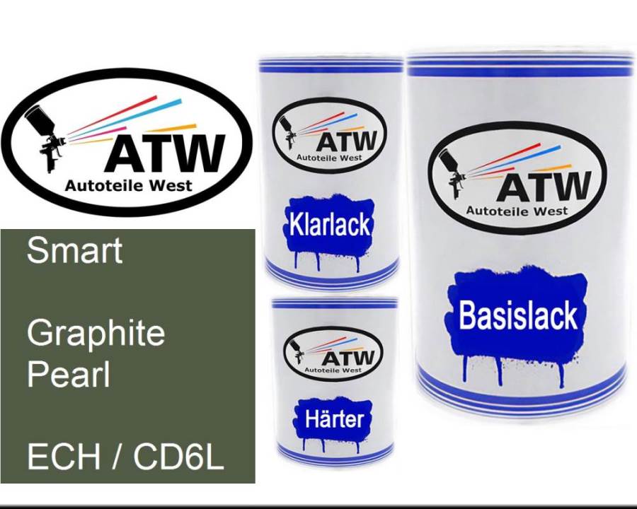 Smart, Graphite Pearl, ECH / CD6L: 500ml Lackdose + 500ml Klarlack + 250ml Härter - Set, von ATW Autoteile West.